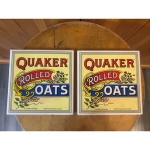 Vintage 1984 6” Quaker Oats Trivet/Tiles w Hanging Hardware (5789)